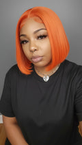 Orange bob 14 inches DD hair long lasting quality 13×4 Glueless wig