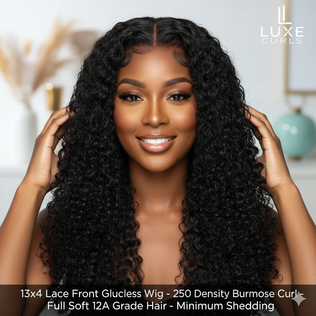 13x4 Glueless Lace Front Wig | 250% Density | Luxurious Burmese Curl | 12A Virgin hair