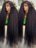 300% Density Kinky Yaki Straight 13x6 HD Lace Front Human Hair Wigs 30 40 Inch 360 Full Lace Frontal Wig for Women Preplucked