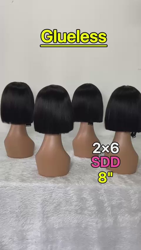 8 INCH-2x6 SDD Invisible HD Lace Bob Wig